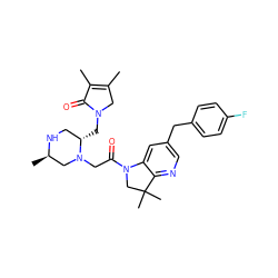 CC1=C(C)C(=O)N(C[C@H]2CN[C@H](C)CN2CC(=O)N2CC(C)(C)c3ncc(Cc4ccc(F)cc4)cc32)C1 ZINC000207663651