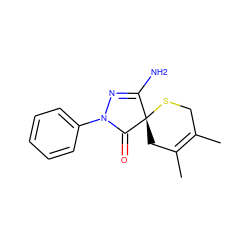 CC1=C(C)C[C@@]2(SC1)C(=O)N(c1ccccc1)N=C2N ZINC000003185270