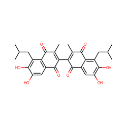 CC1=C(C2=C(C)C(=O)c3c(cc(O)c(O)c3CC(C)C)C2=O)C(=O)c2cc(O)c(O)c(CC(C)C)c2C1=O ZINC000064527144