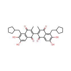 CC1=C(C2=C(C)C(=O)c3c(cc(O)c(O)c3CC3CCCC3)C2=O)C(=O)c2cc(O)c(O)c(CC3CCCC3)c2C1=O ZINC000064527500