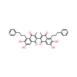 CC1=C(C2=C(C)C(=O)c3c(cc(O)c(O)c3CCCc3ccccc3)C2=O)C(=O)c2cc(O)c(O)c(CCCc3ccccc3)c2C1=O ZINC000072147746