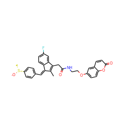 CC1=C(CC(=O)NCCOc2ccc3oc(=O)ccc3c2)c2cc(F)ccc2/C1=C\c1ccc([S@@+](C)[O-])cc1 ZINC001772614423