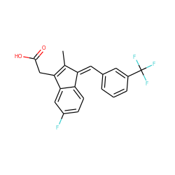 CC1=C(CC(=O)O)c2cc(F)ccc2/C1=C\c1cccc(C(F)(F)F)c1 ZINC000095586547