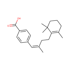 CC1=C(CC/C(C)=C\c2ccc(C(=O)O)cc2)C(C)(C)CCC1 ZINC000013832726