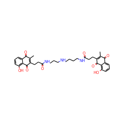 CC1=C(CCC(=O)NCCCCNCCCNC(=O)CCC2=C(C)C(=O)c3cccc(O)c3C2=O)C(=O)c2c(O)cccc2C1=O ZINC000036113892