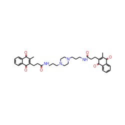 CC1=C(CCC(=O)NCCCN2CCN(CCCNC(=O)CCC3=C(C)C(=O)c4ccccc4C3=O)CC2)C(=O)c2ccccc2C1=O ZINC000037858549