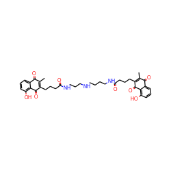 CC1=C(CCCC(=O)NCCCCNCCCNC(=O)CCCC2=C(C)C(=O)c3cccc(O)c3C2=O)C(=O)c2c(O)cccc2C1=O ZINC000037858537