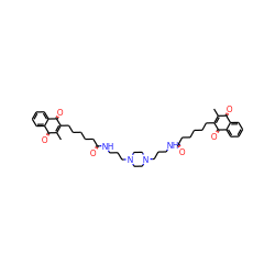 CC1=C(CCCCCC(=O)NCCCN2CCN(CCCNC(=O)CCCCCC3=C(C)C(=O)c4ccccc4C3=O)CC2)C(=O)c2ccccc2C1=O ZINC000037858548