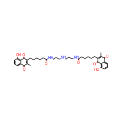 CC1=C(CCCCCC(=O)NCCCNCCCNC(=O)CCCCCC2=C(C)C(=O)c3cccc(O)c3C2=O)C(=O)c2c(O)cccc2C1=O ZINC000037858541