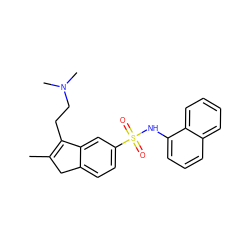 CC1=C(CCN(C)C)c2cc(S(=O)(=O)Nc3cccc4ccccc34)ccc2C1 ZINC000040404576