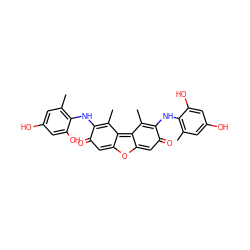 CC1=C(Nc2c(C)cc(O)cc2O)C(=O)C=c2oc3c(c21)C(C)=C(Nc1c(C)cc(O)cc1O)C(=O)C=3 ZINC000001611596