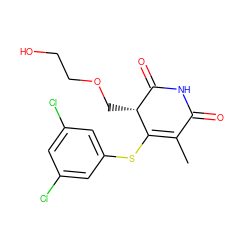 CC1=C(Sc2cc(Cl)cc(Cl)c2)[C@H](COCCO)C(=O)NC1=O ZINC000102817752