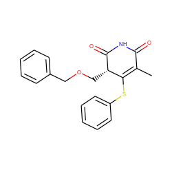 CC1=C(Sc2ccccc2)[C@H](COCc2ccccc2)C(=O)NC1=O ZINC000102808778