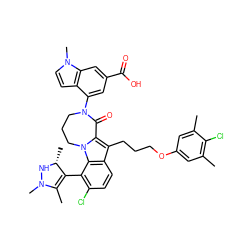 CC1=C(c2c(Cl)ccc3c(CCCOc4cc(C)c(Cl)c(C)c4)c4n(c23)CCCN(c2cc(C(=O)O)cc3c2ccn3C)C4=O)[C@@H](C)NN1C ZINC001772643338