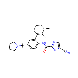 CC1=C(c2cc(C(C)(C)N3CCCC3)ccc2NC(=O)c2ncc(C#N)[nH]2)CCC[C@H]1C ZINC000231565807