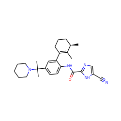 CC1=C(c2cc(C(C)(C)N3CCCCC3)ccc2NC(=O)c2ncc(C#N)[nH]2)CCC[C@H]1C ZINC001772632842