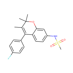 CC1=C(c2ccc(F)cc2)c2ccc(NS(C)(=O)=O)cc2OC1(C)C ZINC000043202686