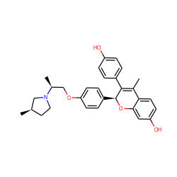 CC1=C(c2ccc(O)cc2)[C@H](c2ccc(OC[C@H](C)N3CC[C@@H](C)C3)cc2)Oc2cc(O)ccc21 ZINC000144122808