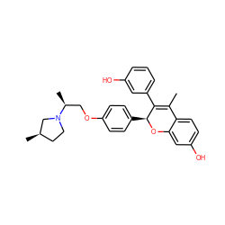 CC1=C(c2cccc(O)c2)[C@H](c2ccc(OC[C@H](C)N3CC[C@@H](C)C3)cc2)Oc2cc(O)ccc21 ZINC000144138310