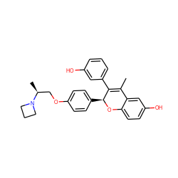 CC1=C(c2cccc(O)c2)[C@H](c2ccc(OC[C@H](C)N3CCC3)cc2)Oc2ccc(O)cc21 ZINC000144215164