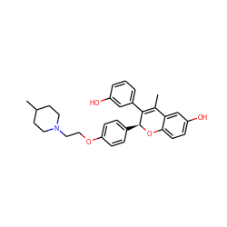 CC1=C(c2cccc(O)c2)[C@H](c2ccc(OCCN3CCC(C)CC3)cc2)Oc2ccc(O)cc21 ZINC000144112007