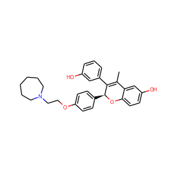 CC1=C(c2cccc(O)c2)[C@H](c2ccc(OCCN3CCCCCC3)cc2)Oc2ccc(O)cc21 ZINC000144174569