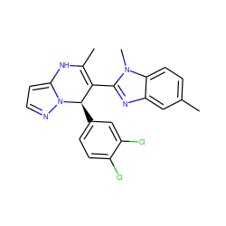 CC1=C(c2nc3cc(C)ccc3n2C)[C@@H](c2ccc(Cl)c(Cl)c2)n2nccc2N1 ZINC000045322232