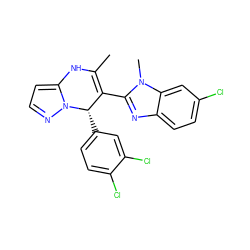 CC1=C(c2nc3ccc(Cl)cc3n2C)[C@H](c2ccc(Cl)c(Cl)c2)n2nccc2N1 ZINC000045245971