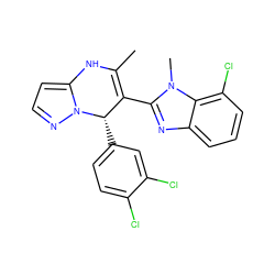 CC1=C(c2nc3cccc(Cl)c3n2C)[C@H](c2ccc(Cl)c(Cl)c2)n2nccc2N1 ZINC000045245125