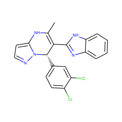 CC1=C(c2nc3ccccc3[nH]2)[C@H](c2ccc(Cl)c(Cl)c2)n2nccc2N1 ZINC000045260866