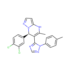 CC1=C(c2ncnn2-c2ccc(C)cc2)[C@@H](c2ccc(Cl)c(Cl)c2)n2nccc2N1 ZINC000101668759