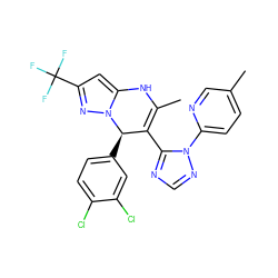 CC1=C(c2ncnn2-c2ccc(C)cn2)[C@@H](c2ccc(Cl)c(Cl)c2)n2nc(C(F)(F)F)cc2N1 ZINC000101668680