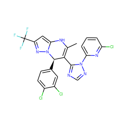 CC1=C(c2ncnn2-c2cccc(Cl)n2)[C@@H](c2ccc(Cl)c(Cl)c2)n2nc(C(F)(F)F)cc2N1 ZINC000101668690