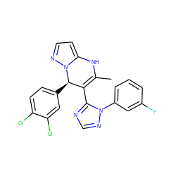 CC1=C(c2ncnn2-c2cccc(F)c2)[C@@H](c2ccc(Cl)c(Cl)c2)n2nccc2N1 ZINC000101668770