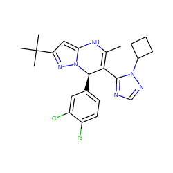 CC1=C(c2ncnn2C2CCC2)[C@@H](c2ccc(Cl)c(Cl)c2)n2nc(C(C)(C)C)cc2N1 ZINC000101668705