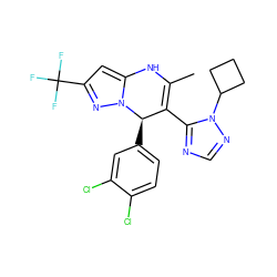 CC1=C(c2ncnn2C2CCC2)[C@@H](c2ccc(Cl)c(Cl)c2)n2nc(C(F)(F)F)cc2N1 ZINC000101668703