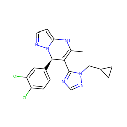 CC1=C(c2ncnn2CC2CC2)[C@@H](c2ccc(Cl)c(Cl)c2)n2nccc2N1 ZINC000101668720