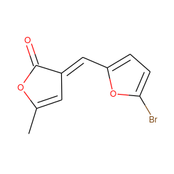 CC1=C/C(=C\c2ccc(Br)o2)C(=O)O1 ZINC000004712216