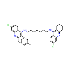 CC1=C[C@@H]2Cc3nc4cc(Cl)ccc4c(NCCCCCCCNc4c5c(nc6cc(Cl)ccc46)CCCC5)c3[C@H](C1)C2 ZINC000014947318