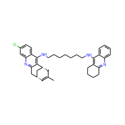 CC1=C[C@@H]2Cc3nc4cc(Cl)ccc4c(NCCCCCCCNc4c5c(nc6ccccc46)CCCC5)c3[C@H](C1)C2 ZINC000014947310