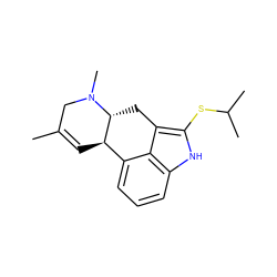 CC1=C[C@@H]2c3cccc4[nH]c(SC(C)C)c(c34)C[C@H]2N(C)C1 ZINC000013826362