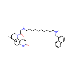 CC1=C[C@H]2Cc3[nH]c(=O)ccc3[C@@]3(C1)[C@@H]2CCCN3C(=O)CN(C)CCCCCCCCCCN(C)Cc1cccc2ccccc12 ZINC000028714110