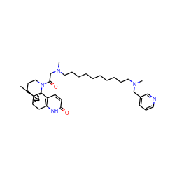 CC1=C[C@H]2Cc3[nH]c(=O)ccc3[C@@]3(C1)[C@@H]2CCCN3C(=O)CN(C)CCCCCCCCCCN(C)Cc1cccnc1 ZINC000028714101