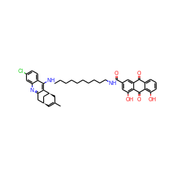 CC1=C[C@H]2Cc3nc4cc(Cl)ccc4c(NCCCCCCCCCCNC(=O)c4cc(O)c5c(c4)C(=O)c4cccc(O)c4C5=O)c3[C@@H](C1)C2 ZINC000169306601