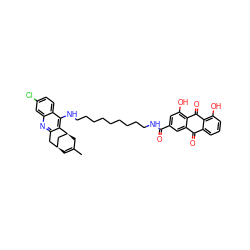 CC1=C[C@H]2Cc3nc4cc(Cl)ccc4c(NCCCCCCCCCNC(=O)c4cc(O)c5c(c4)C(=O)c4cccc(O)c4C5=O)c3[C@@H](C1)C2 ZINC000169312157