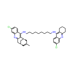 CC1=C[C@H]2Cc3nc4cc(Cl)ccc4c(NCCCCCCCCCNc4c5c(nc6cc(Cl)ccc46)CCCC5)c3[C@@H](C1)C2 ZINC000084614736