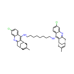 CC1=C[C@H]2Cc3nc4cc(Cl)ccc4c(NCCCCCCCCNc4c5c(nc6cc(Cl)ccc46)C[C@@H]4C=C(C)C[C@H]5C4)c3[C@@H](C1)C2 ZINC000299836584