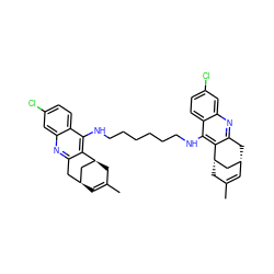 CC1=C[C@H]2Cc3nc4cc(Cl)ccc4c(NCCCCCCNc4c5c(nc6cc(Cl)ccc46)C[C@@H]4C=C(C)C[C@H]5C4)c3[C@@H](C1)C2 ZINC000299838368