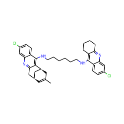 CC1=C[C@H]2Cc3nc4cc(Cl)ccc4c(NCCCCCCNc4c5c(nc6cc(Cl)ccc46)CCCC5)c3[C@@H](C1)C2 ZINC000014947316