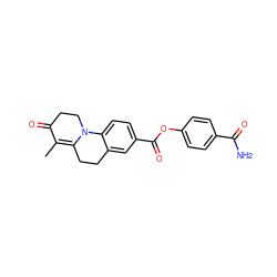 CC1=C2CCc3cc(C(=O)Oc4ccc(C(N)=O)cc4)ccc3N2CCC1=O ZINC000028348828